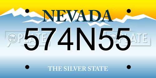 574N55 Nevada License Plate