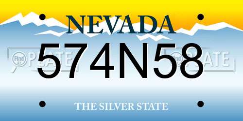 574N58 Nevada License Plate