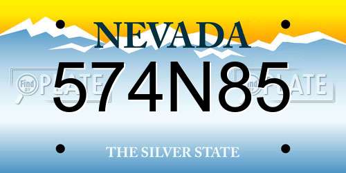 574N85 Nevada License Plate