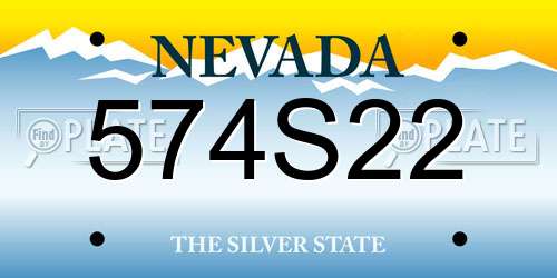 574S22 Nevada License Plate