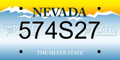 574S27 Nevada License Plate