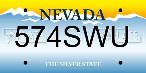 574SWU Nevada License Plate