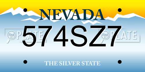 574SZ7 Nevada License Plate