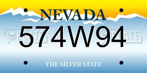574W94 Nevada License Plate