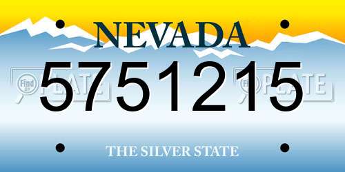 5751215 Nevada License Plate