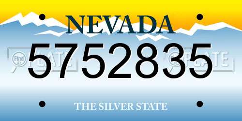5752835 Nevada License Plate