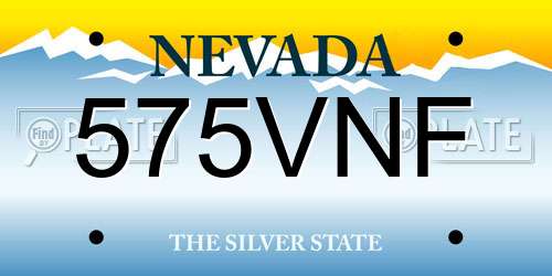 575VNF Nevada License Plate