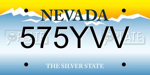 575YVV Nevada License Plate