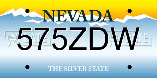 575ZDW Nevada License Plate