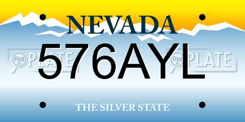 576AYL Nevada License Plate