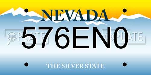 576EN0 Nevada License Plate