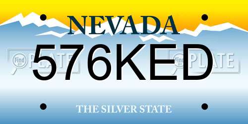 576KED Nevada License Plate