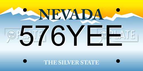 576YEE Nevada License Plate