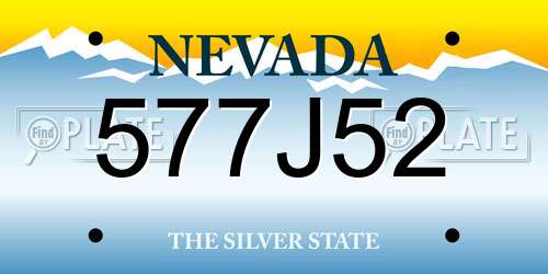 577J52 Nevada License Plate