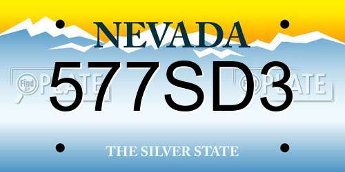 577SD3 Nevada License Plate