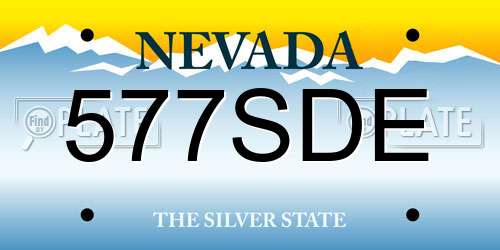 577SDE Nevada License Plate