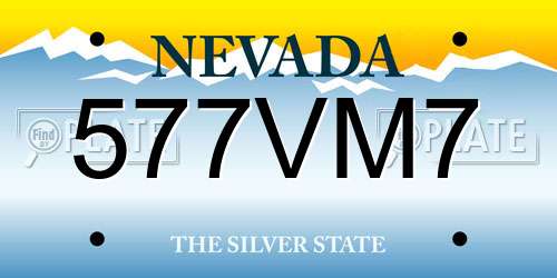 577VM7 Nevada License Plate