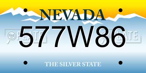 577W86 Nevada License Plate