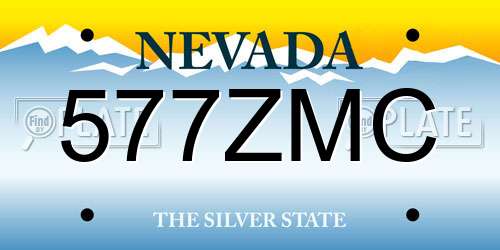 577ZMC Nevada License Plate