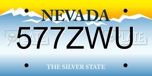 577ZWU Nevada License Plate