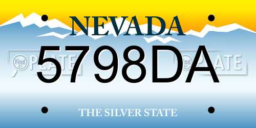 5798DA Nevada License Plate