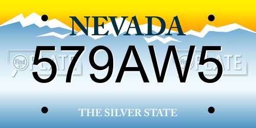 579AW5 Nevada License Plate