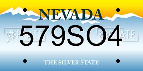 579SO4 Nevada License Plate