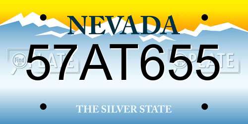 57AT655 Nevada License Plate
