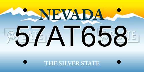 57AT658 Nevada License Plate