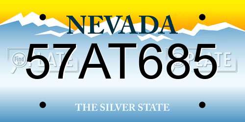 57AT685 Nevada License Plate