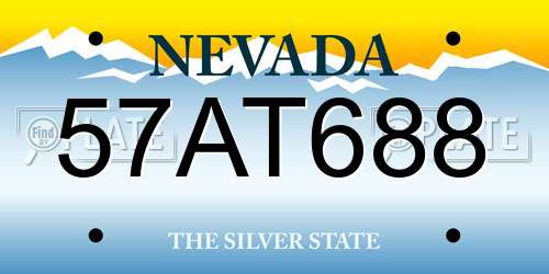 57AT688 Nevada License Plate