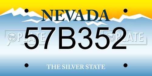 57B352 Nevada License Plate