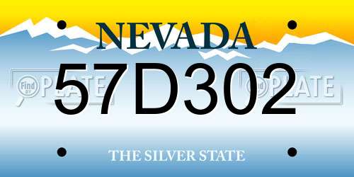 57D302 Nevada License Plate