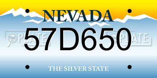 57D650 Nevada License Plate