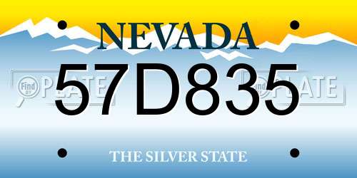 57D835 Nevada License Plate
