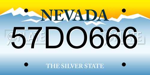 57DO666 Nevada License Plate