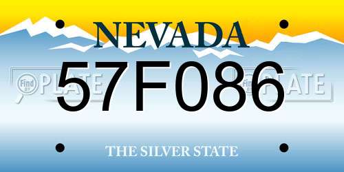 57F086 Nevada License Plate