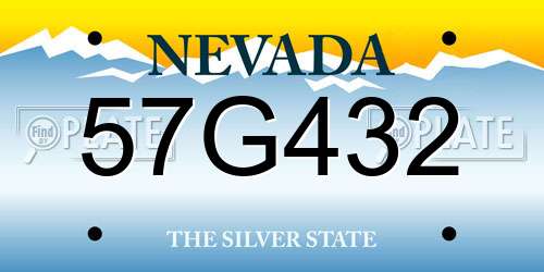 57G432 Nevada License Plate