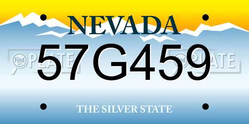57G459 Nevada License Plate