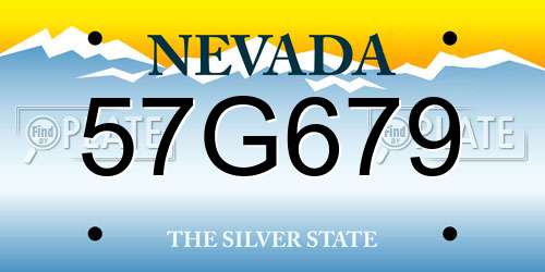 57G679 Nevada License Plate