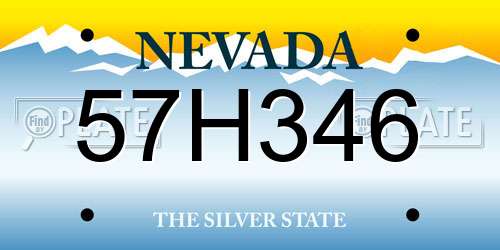 57H346 Nevada License Plate