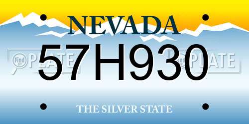 57H930 Nevada License Plate