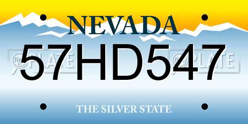 57HD547 Nevada License Plate