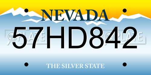 57HD842 Nevada License Plate