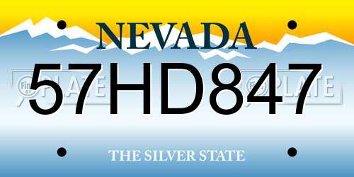 57HD847 Nevada License Plate