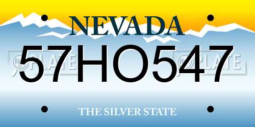 57HO547 Nevada License Plate