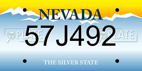 57J492 Nevada License Plate