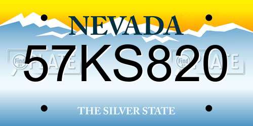 57KS820 Nevada License Plate