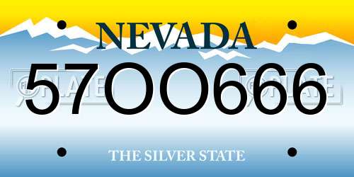 57OO666 Nevada License Plate