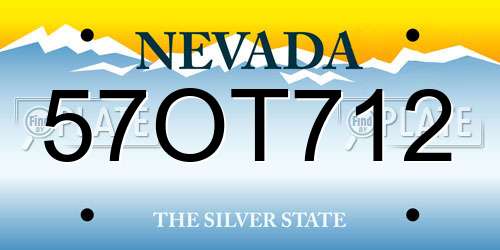 57OT712 Nevada License Plate